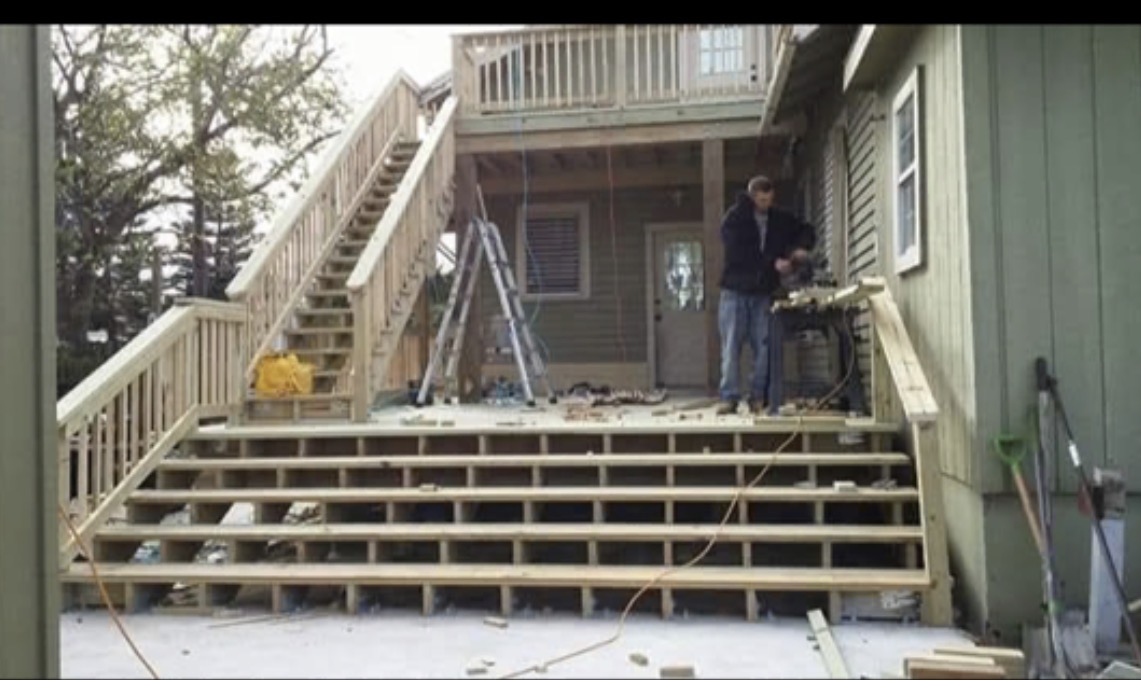 Large deck and stair construction by Calvin Hulsey