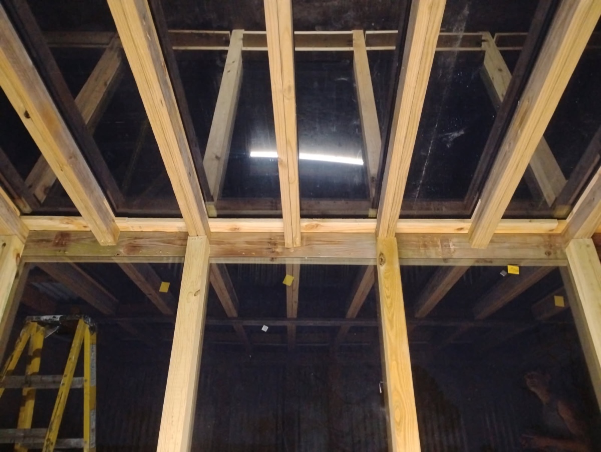 Interior framing for roof and wall project